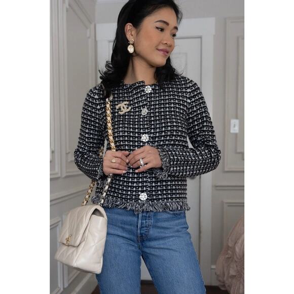 Ann Taylor Size Medium Textured Stitch Sweater Jacket Rhinestone Buttons $149 - Picture 3 of 14